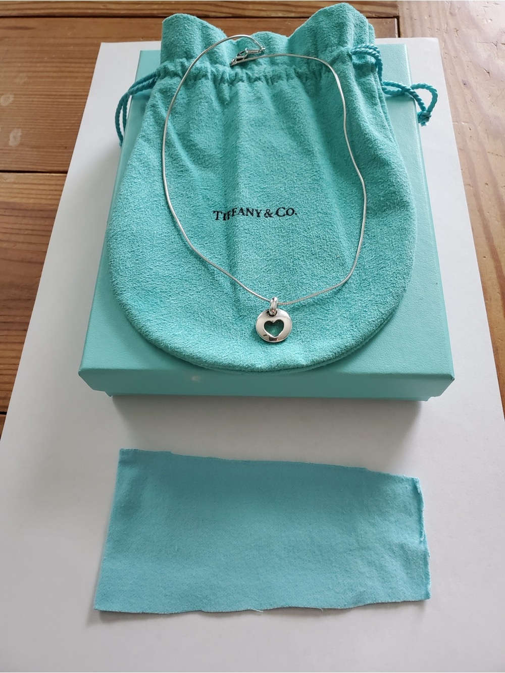 Tiffany & Co 1999 Heart Stencil Cutout Wire Necklace Sterling Silver